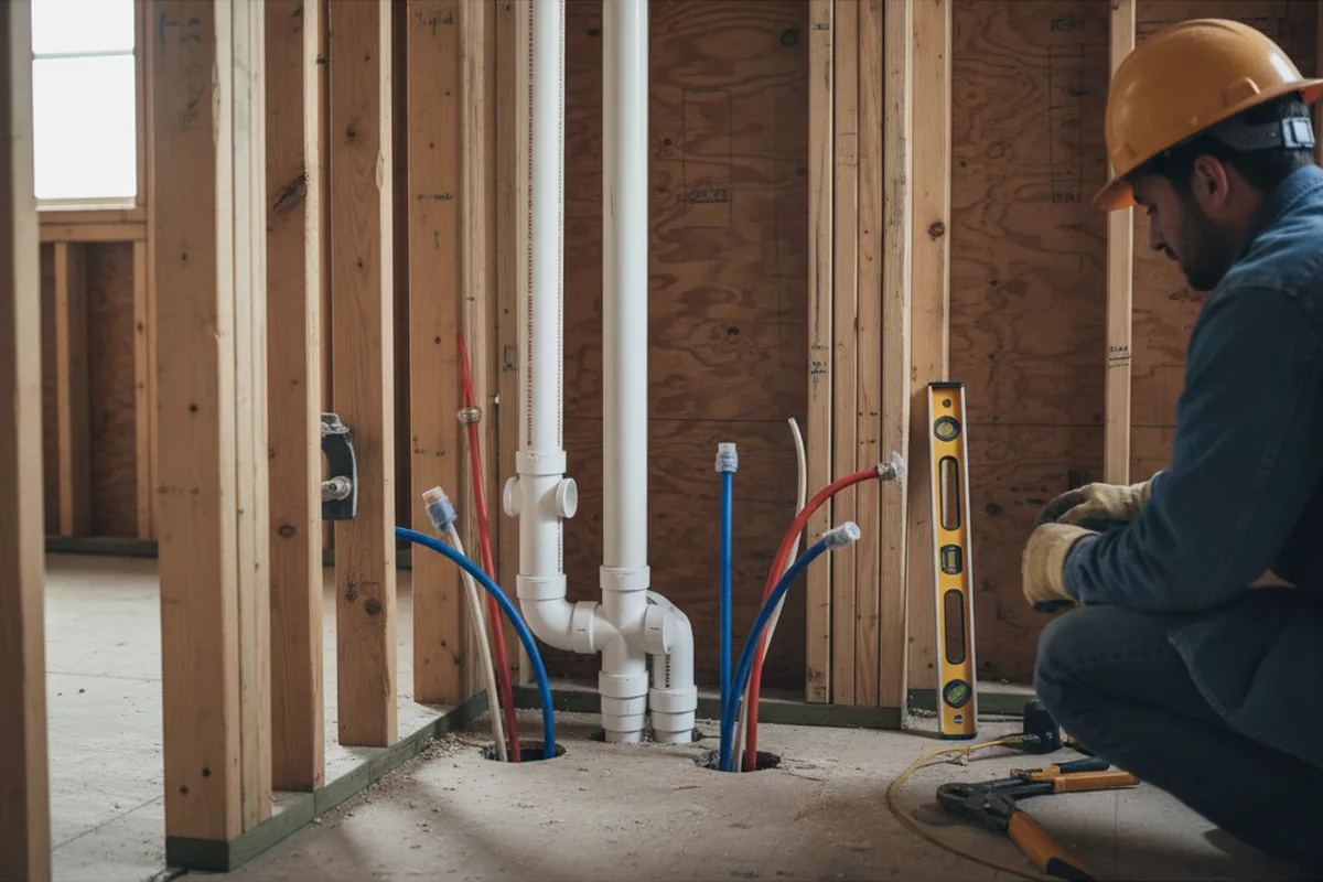 Drain and supply rough-in during Drain Cleaning in Sawyer
