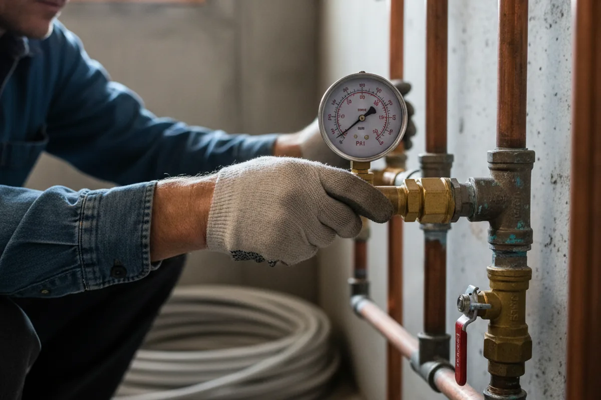Pressure testing a repaired line during Water Line Repair in Sawyer